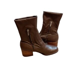 SARTO Studio Side Zip Knee High Vegan Leather Boots Brown Women's Size US 8.5M